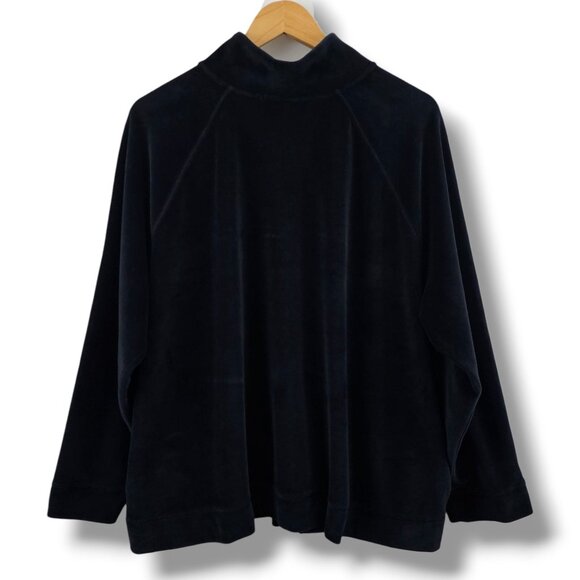 Kate Hill Black Velour Full Zip Jacket Size 3X Rhinestone Embellished Soft Comfy - Picture 3 of 9